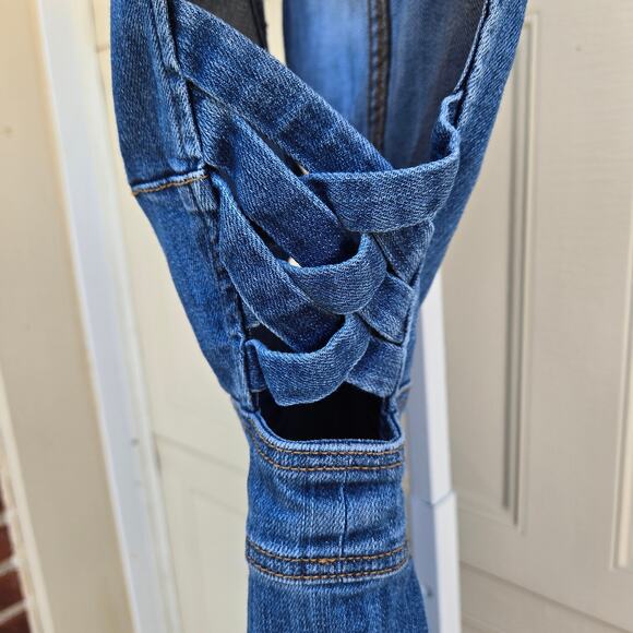 Pacsun Denim Cutout Dress Button Front Raw Hem size Small - Picture 4 of 16